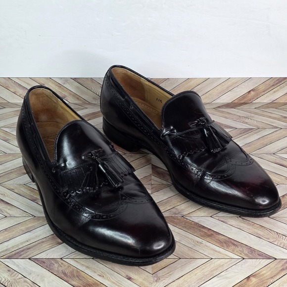 VTG Johnston Murphy Leather Burgundy Wingtip Tassel Kiltie Loafers Men 11.5E USA